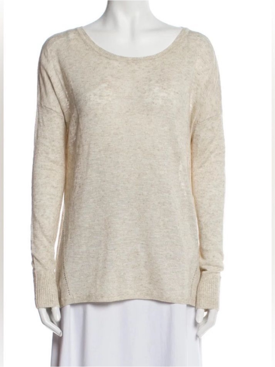 Vince L/S Linen Blend Neutral Sweater